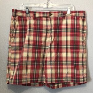 Vintage Eddie Bauer plaid shorts Men's 38 red black Bermuda Y2K 100% cotton